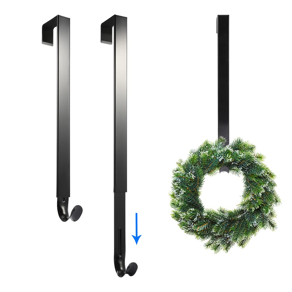 2 Pack Wreath Hanger, Adjustable Wreath Hanger Length from 14 to 26 Inches, Wreaths Holder Hook 20LB Heavy Duty — view 1