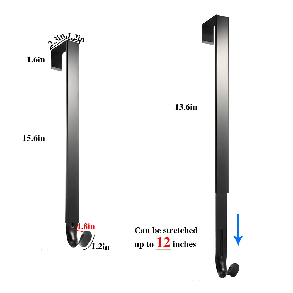 2 Pack Wreath Hanger, Adjustable Wreath Hanger Length from 14 to 26 Inches, Wreaths Holder Hook 20LB Heavy Duty — view 2