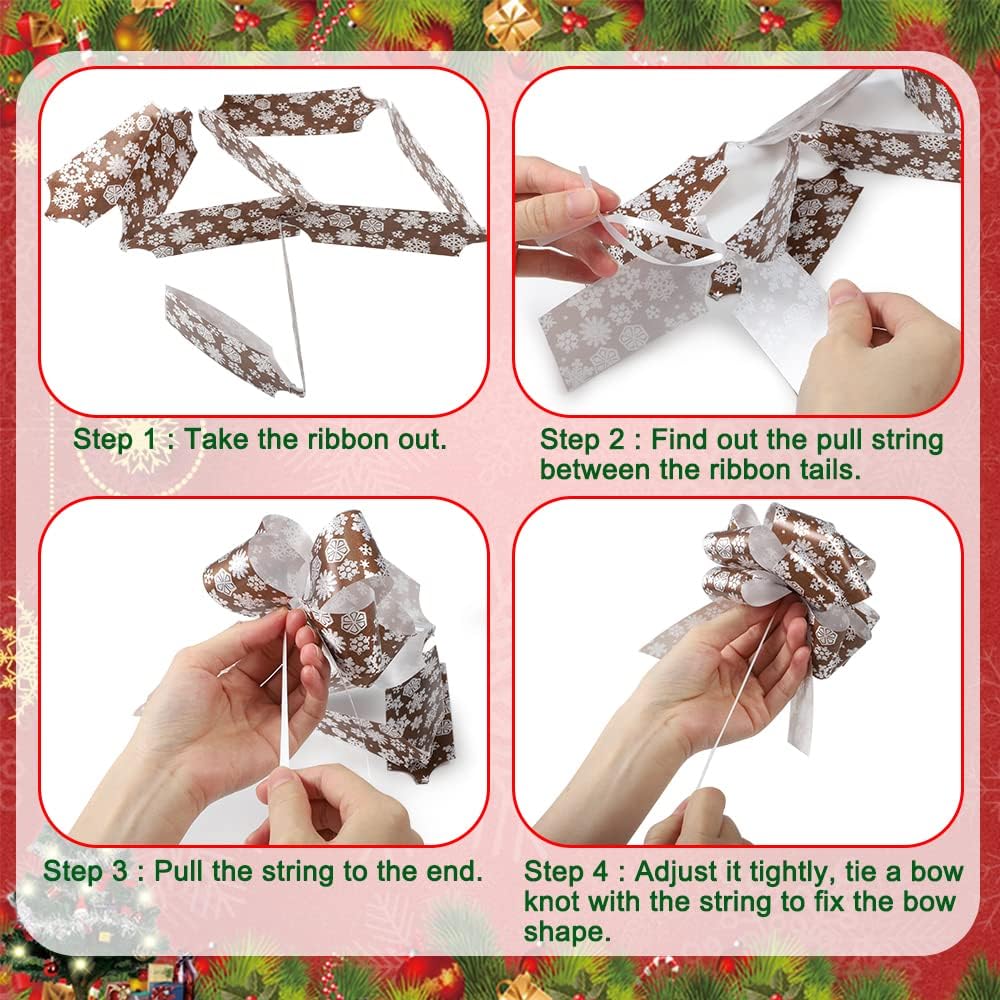 12 Pcs Christmas Gift Pull Bows 4.7′′ Wrap Ribbon Pull Bows, for Xmas Gifts, Present Baskets,Gift Wrapping, Christmas Tree, Present, Wine Bottles Present Decoration — KaleKey